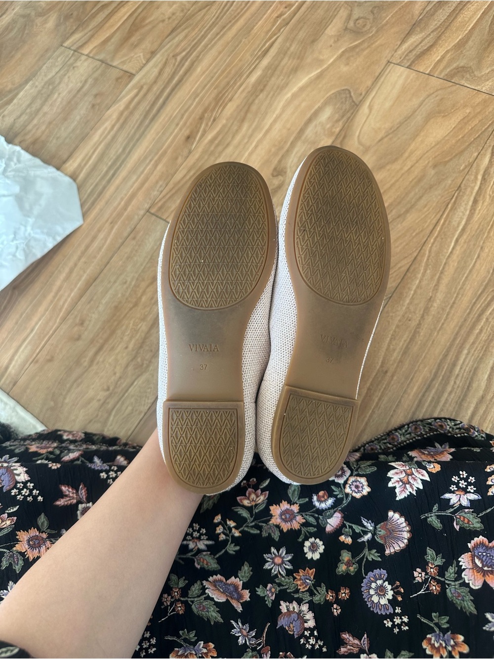 VIVAIA Beige Pink Knit Mary Jane Ballet Flats Women's Size 37 EU 6.5 US - Picture 12 of 13